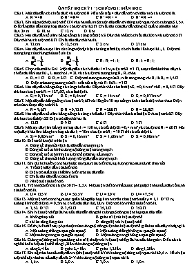 Đề cương ôn thi học kì I môn Vật lí lớp 9
